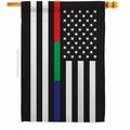 Guarderia 28 x 40 in. US Thin Blue, Green & Red Line House Flag w/Armed Forces Dbl-Sided Horizontal Flag GU3875686